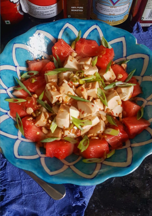 Marinated Tofu and Watermelon Salad / www.quichentell.com